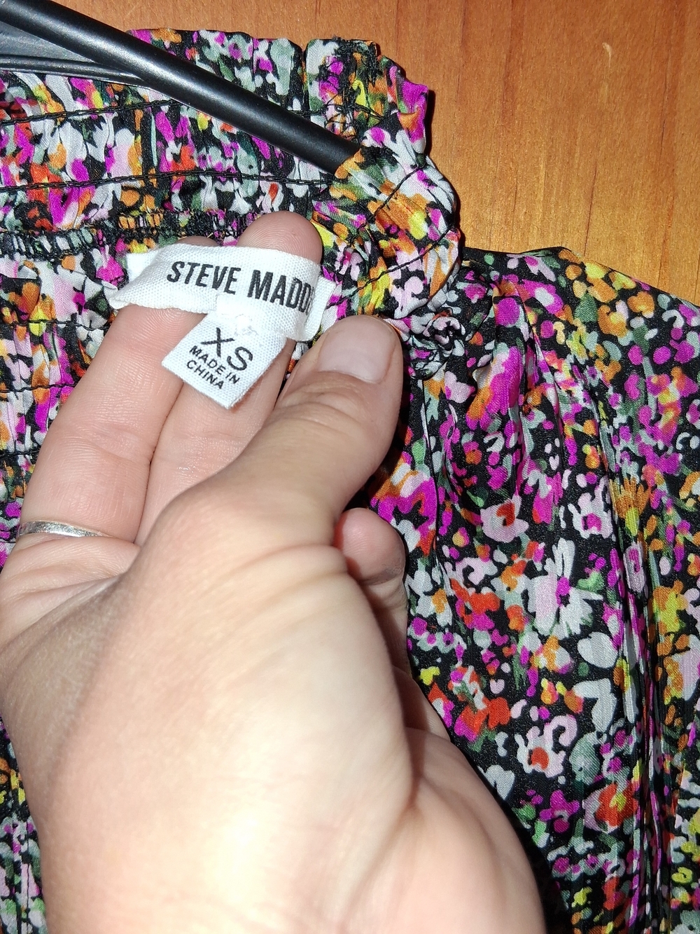 Steve Madden Floral Smocked Waist Mini Skirt - Black Multi